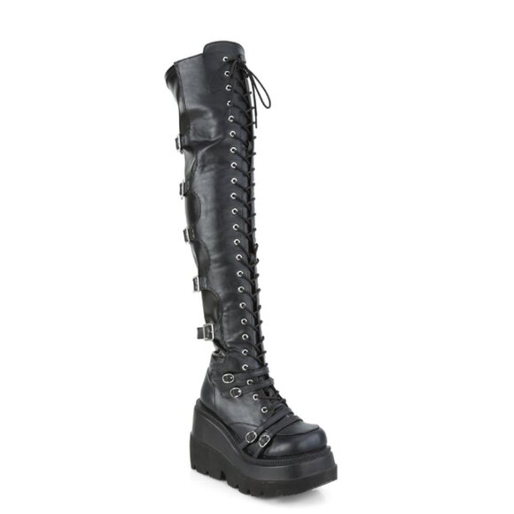Thigh High Platform Goth Punk Rock Boots Shaker Stomper - Picture 14 of 17
